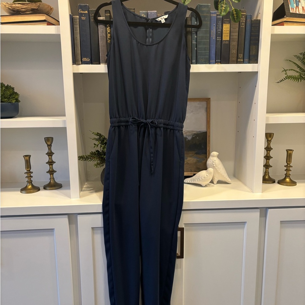 CAbi Blue Jumpsuit with Sleeveless Design and Relaxed Fit